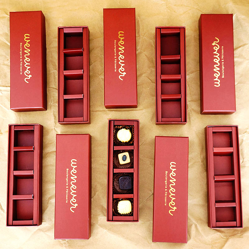 Gold Foil LOGO 4 piece Bonbon Chocolate Truffle Gift Boxes