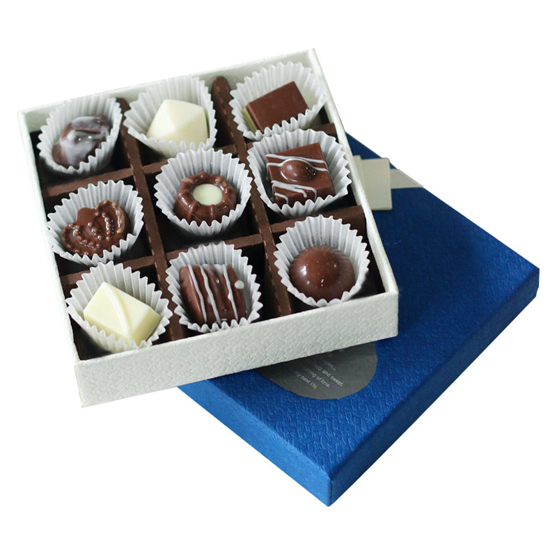 Recycled Blue 9PC Truffle Chocolate Packaging Gift Box With