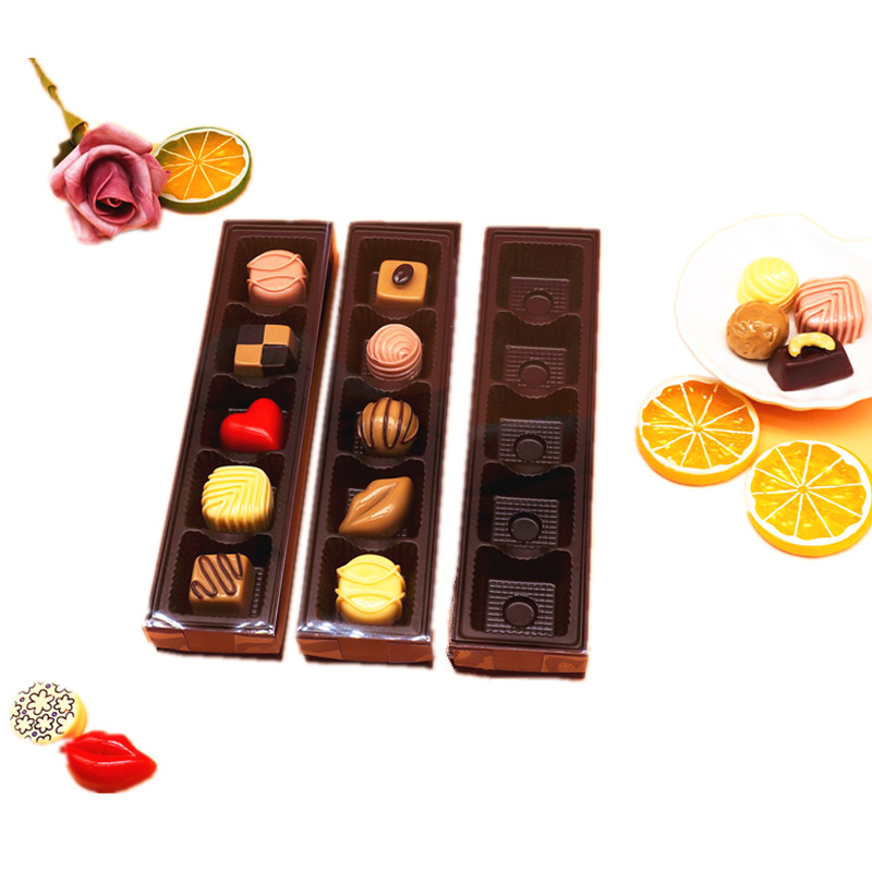 5PC Brown Chocoate Box With Transparent Lid