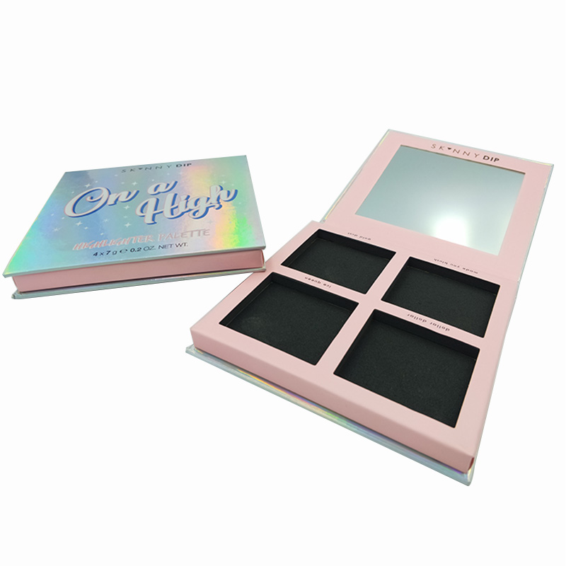 Custom Rigid Paper 4 Colors Bling Eye Shadow Palette Packaging Boxes