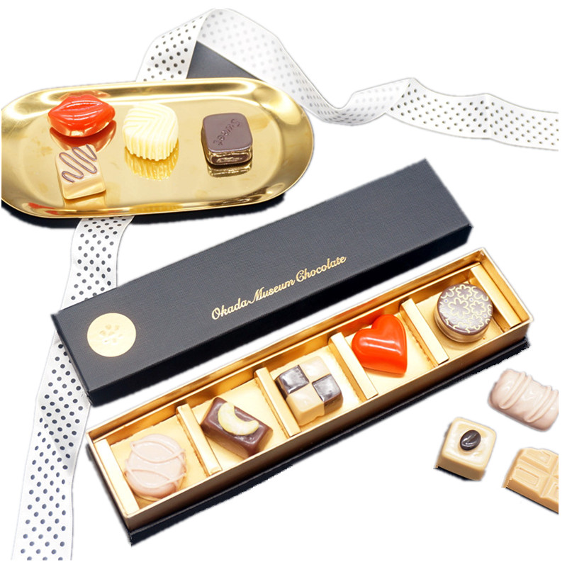 Gold Foil Logo Black 5PCS Truffle Chocolate Packaging Boxes